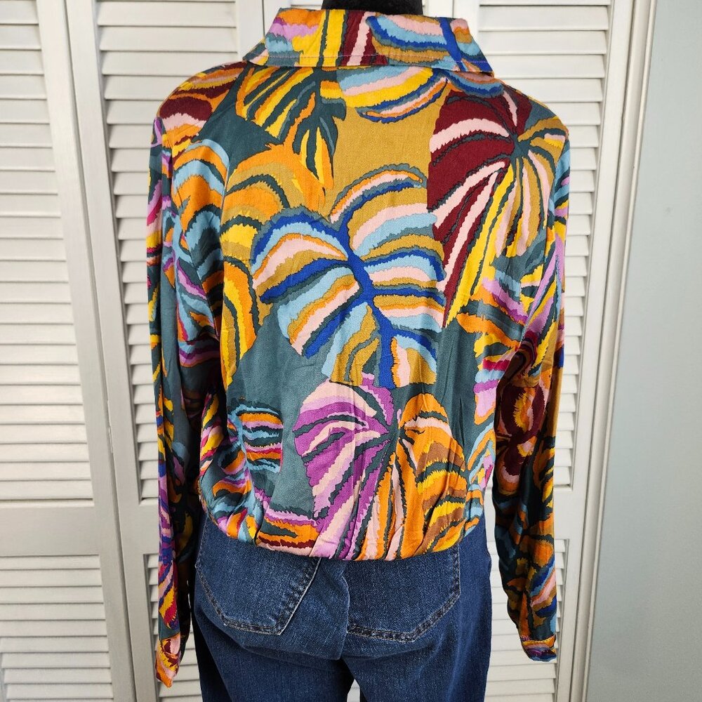 Haute Hippie Faux Wrap Top Colorful Tropical Women's size Small - Picture 7 of 15